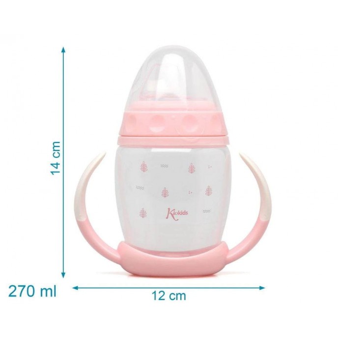 Kiokids Silicone Spout Cup 270ml Pink Leaves Kiokids Silicone Spout Cup 270ml Pink Leaves