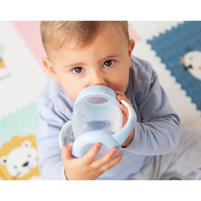 Kiokids Silicone Spout Cup 270ml Blue Leaves Kiokids Silicone Spout Cup 270ml Blue Leaves