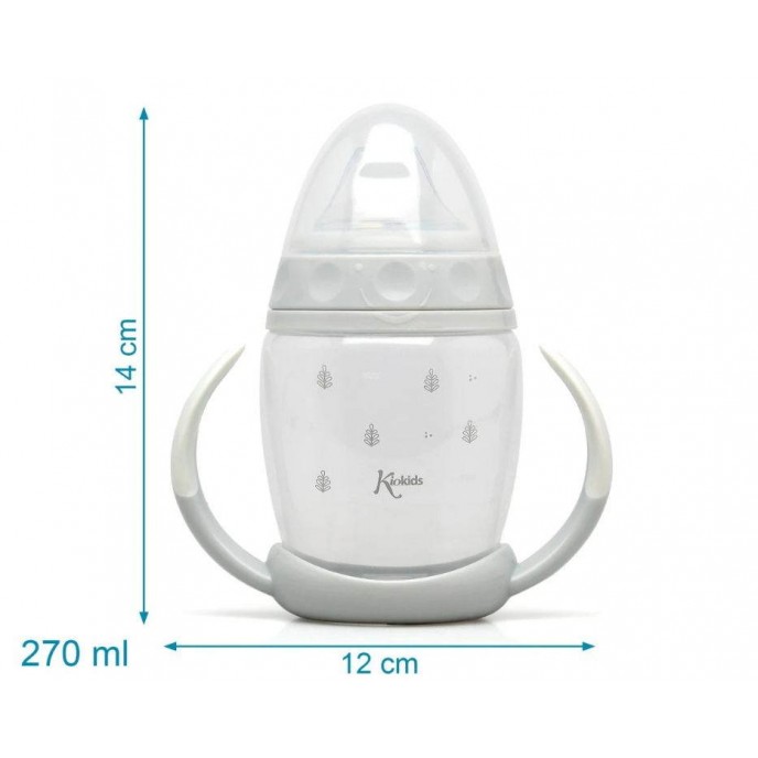 Kiokids Silicone Spout Cup 270ml Grey Leaves Kiokids Silicone Spout Cup 270ml Grey Leaves