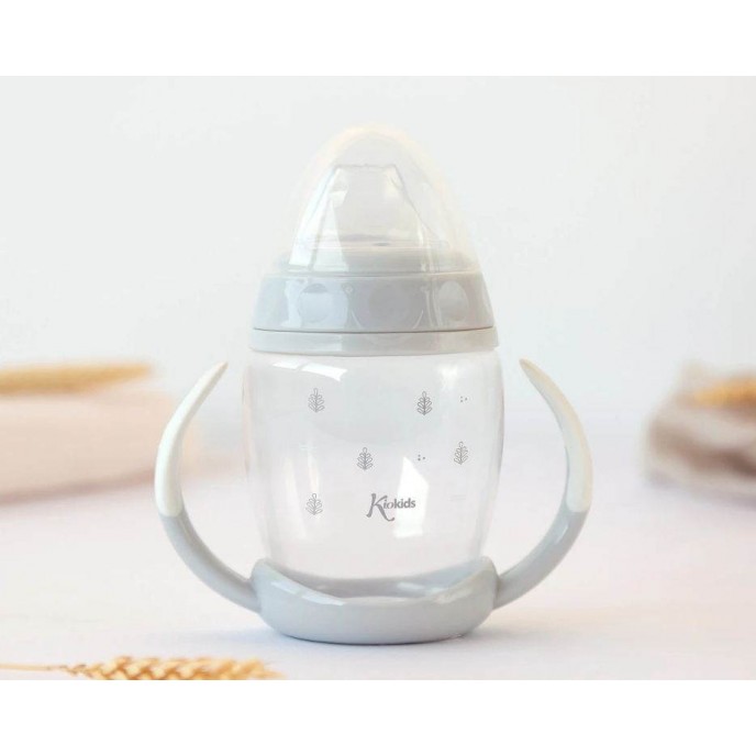 Kiokids Silicone Spout Cup 270ml Grey Leaves Kiokids Silicone Spout Cup 270ml Grey Leaves