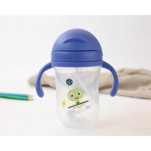 Kiokids Weighted Straw Cup 300ml Blue Space