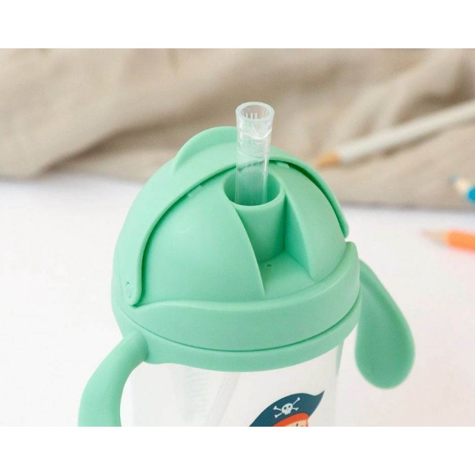 Kiokids Weighted Straw Cup 300ml Green Pirate Kiokids Weighted Straw Cup 300ml Green Pirate