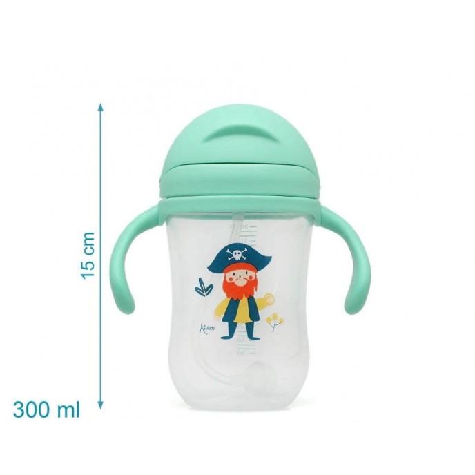 Kiokids Weighted Straw Cup 300ml Green Pirate Kiokids Weighted Straw Cup 300ml Green Pirate