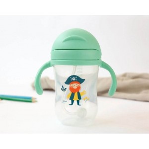 Kiokids Weighted Straw Cup 300ml Green Pirate