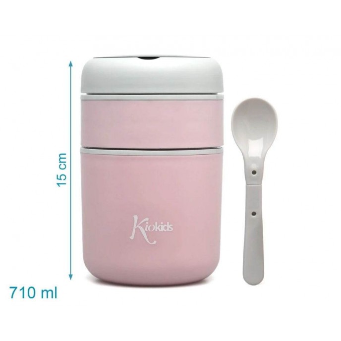 Kiokids Food Flask with Compartments 710ml Pink Kiokids Food Flask with Compartments 710ml Pink