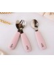 Kiokids Silicone and Metal Cutlery Set 3pc Pink