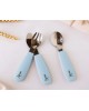 Kiokids Silicone and Metal Cutlery Set 3pc Blue