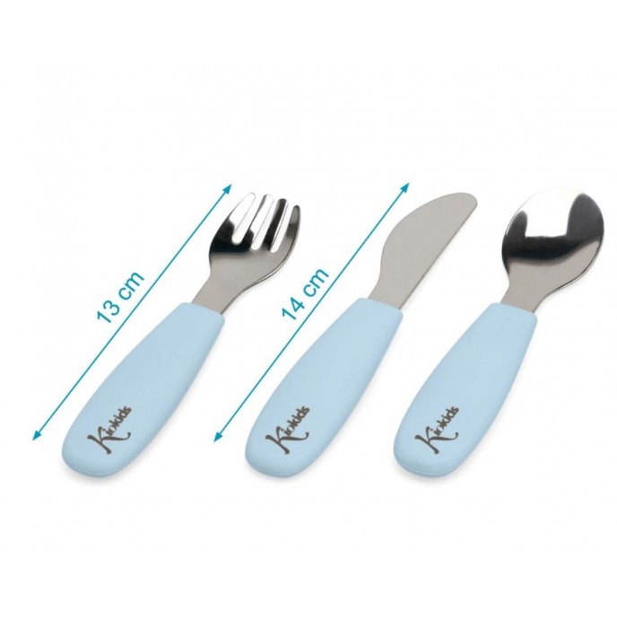 Kiokids Silicone and Metal Cutlery Set 3pc Blue