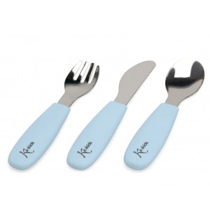 Kiokids Silicone and Metal Cutlery Set 3pc Blue