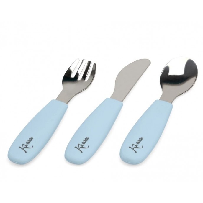 Kiokids Silicone and Metal Cutlery Set 3pc Blue