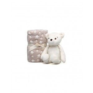 Kiokids Blanket and Plush Bear White