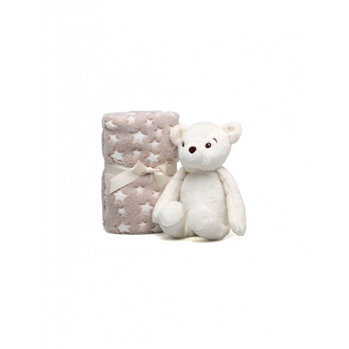 Kiokids Blanket and Plush Bear White Kiokids Blanket and Plush Bear White