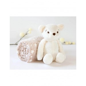 Kiokids Blanket and Plush Bear White