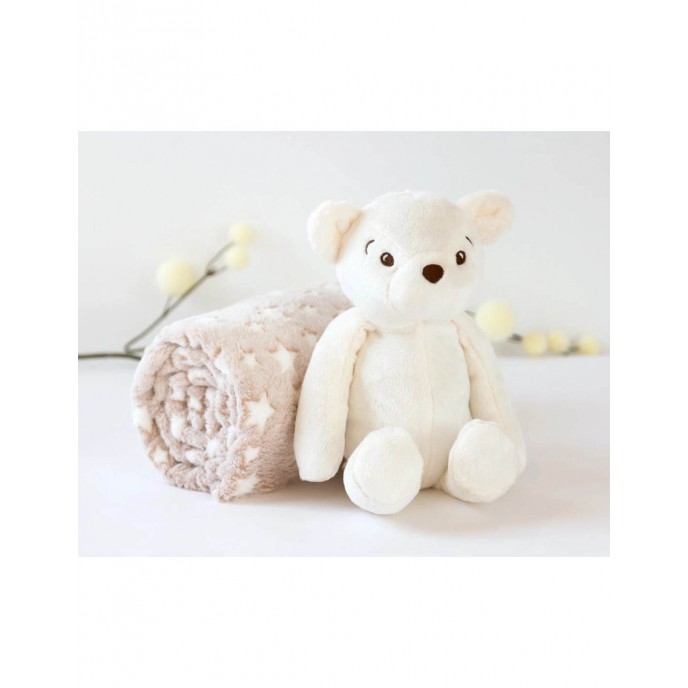 Kiokids Blanket and Plush Bear White Kiokids Blanket and Plush Bear White