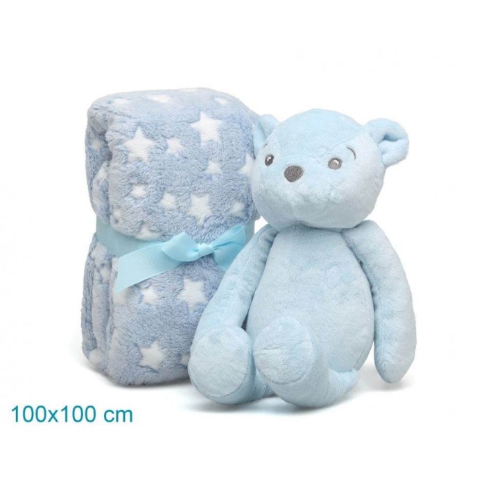 Kiokids Blanket and Plush Bear Blue Kiokids Blanket and Plush Bear Blue