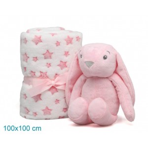 Kiokids Blanket and Plush Bunny Pink