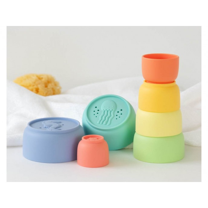 Kiokids Bath Toy Anti-Mould Stacking Cups 7pk