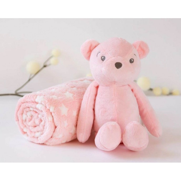 Kiokids Blanket and Plush Bear Pink Kiokids Blanket and Plush Bear Pink