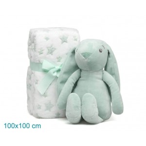 Kiokids Blanket and Plush Bunny Green