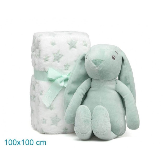 Kiokids Blanket and Plush Bunny Green Kiokids Blanket and Plush Bunny Green
