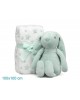 Kiokids Blanket and Plush Bunny Green Kiokids Blanket and Plush Bunny Green