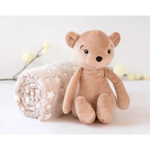 Kiokids Blanket and Plush Bear Beige