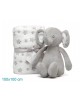 Kiokids Blanket and Plush Elephant Grey Kiokids Blanket and Plush Elephant Grey