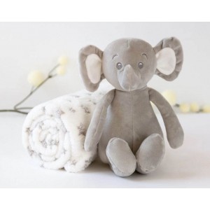 Kiokids Blanket and Plush Elephant Grey