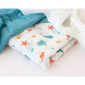Kiokids Bamboo Muslins 3pk Aqua Blue Marine Kiokids Bamboo Muslins 3pk Aqua Blue Marine