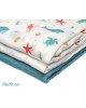 Kiokids Bamboo Muslins 3pk Aqua Blue Marine