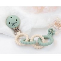 Kiokids Silicone Soother Clip and Teether Rings Sage