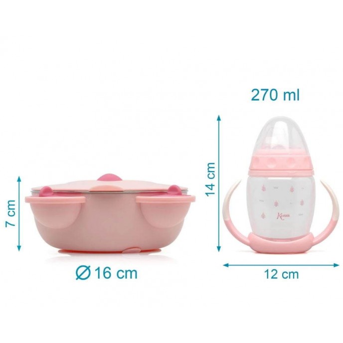 Kiokids Feeding Set with Storage Basket Pink
