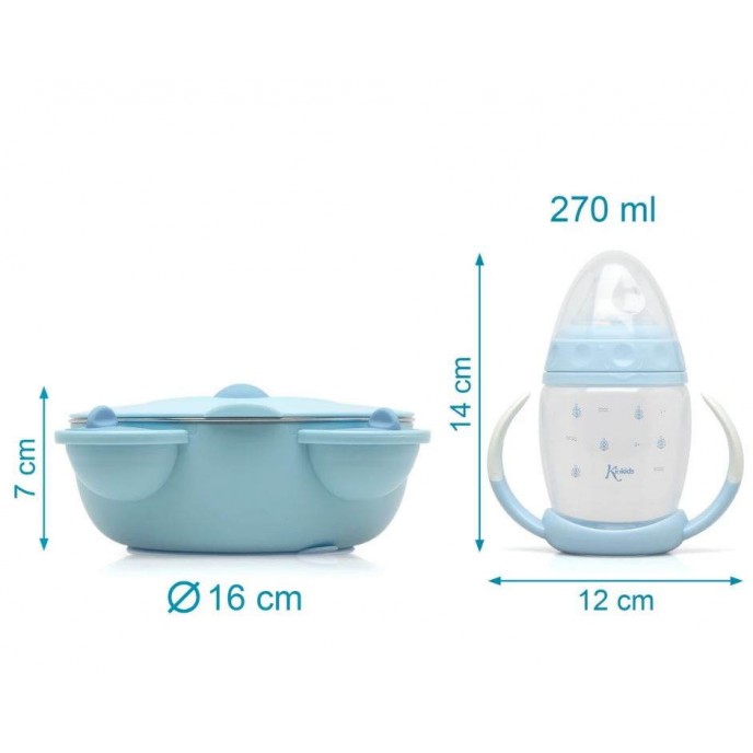 Kiokids Feeding Set with Storage Basket Blue