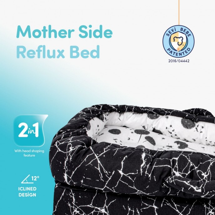 Sevi Bebe Baby Nest and Reflux Pillow Sage Tiny Leaves