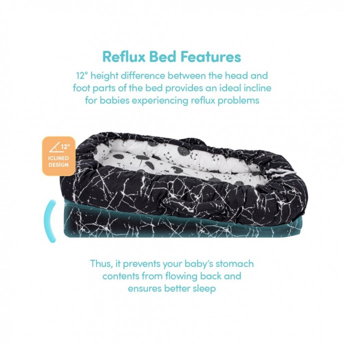 Sevi Bebe Baby Nest and Reflux Pillow Sage Tiny Leaves