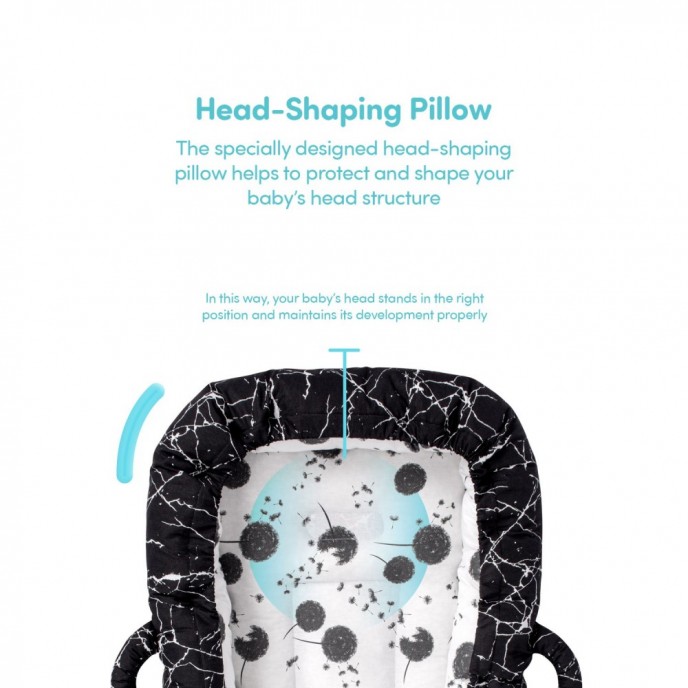 Sevi Bebe Baby Nest and Reflux Pillow Sage Tiny Leaves