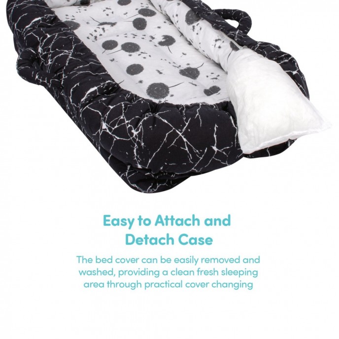 Sevi Bebe Baby Nest and Reflux Pillow Sage Tiny Leaves
