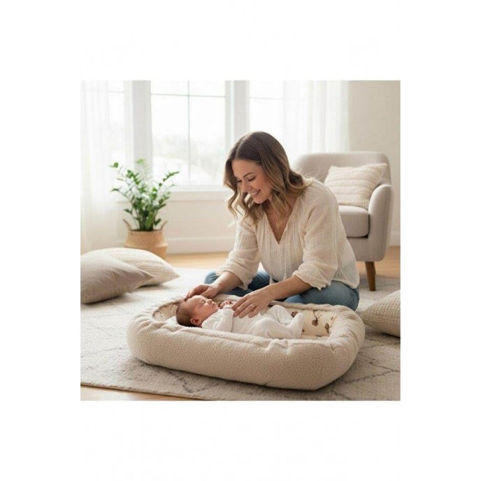 Sevi Bebe 2 in 1 Baby Nest and Reflux Pillow Teddy Ecru