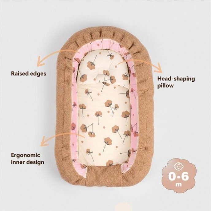 Sevi Bebe 2 in 1 Baby Nest and Reflux Pillow Teddy Ecru