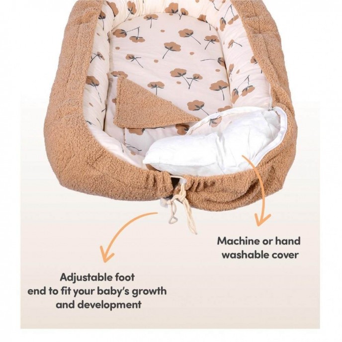 Sevi Bebe 2 in 1 Baby Nest and Reflux Pillow Teddy Ecru