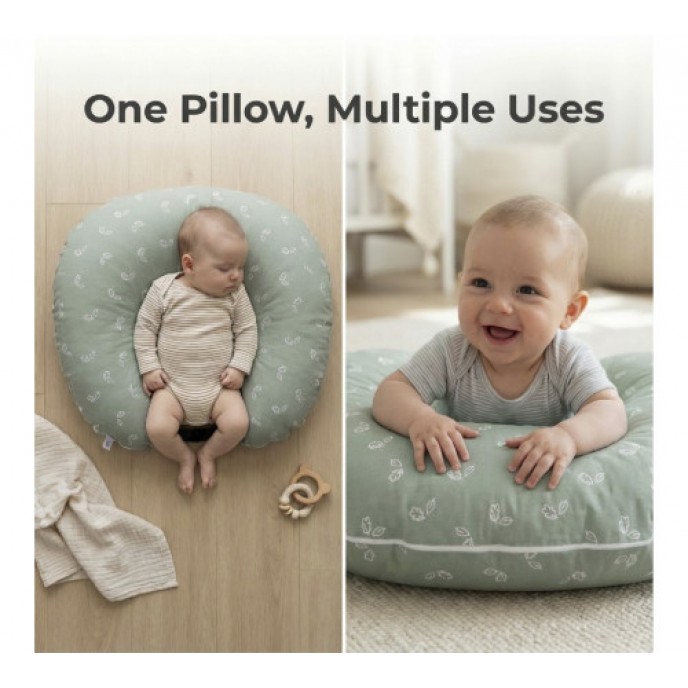 Sevi Bebe Feeding Pillow Tiny Leaves Sage Sevi Bebe Feeding Pillow Tiny Leaves Sage