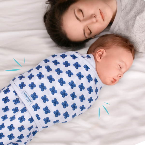 Sevi Bebe Swaddle Interlock 0/3m Blue Flowers