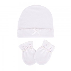 Sevi Bebe Hat and Mittens White Sevi Bebe Hat and Mittens White