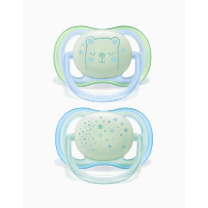 Avent Soothers Ultra 0/6m Night Blue 2pk