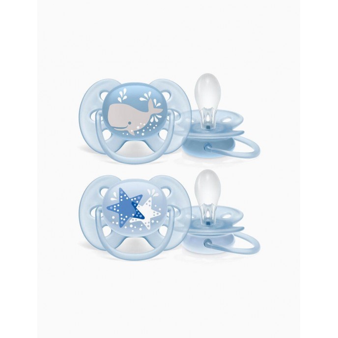 Avent Soothers Ultra 6/18m Navy Whale Starfish