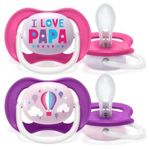 Avent Soothers Ultra 6/18m Love Papa Float Avent Soothers Ultra 6/18m Love Papa Float