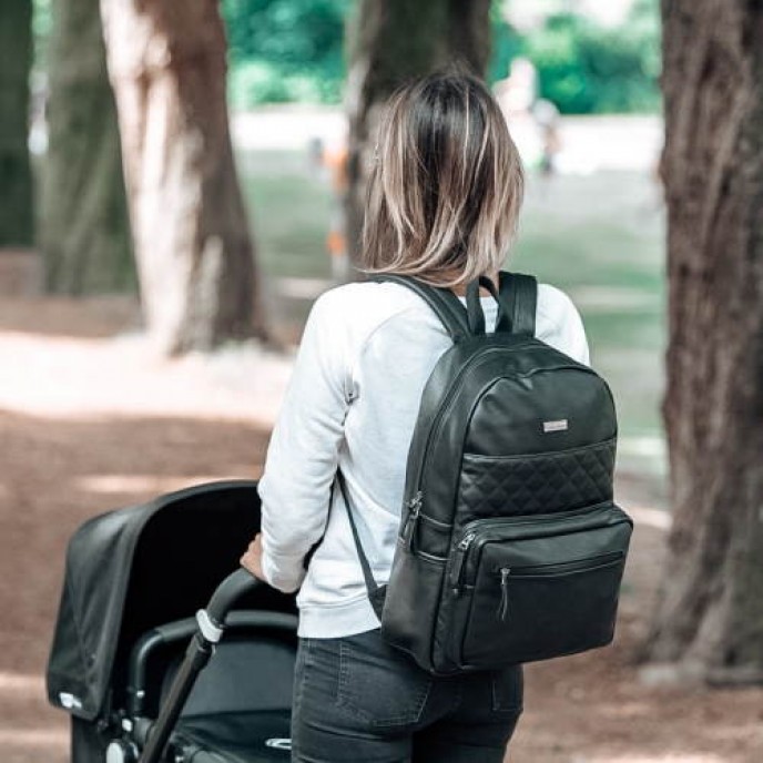 Kidzroom Diaper Backpack Popular Black Leather