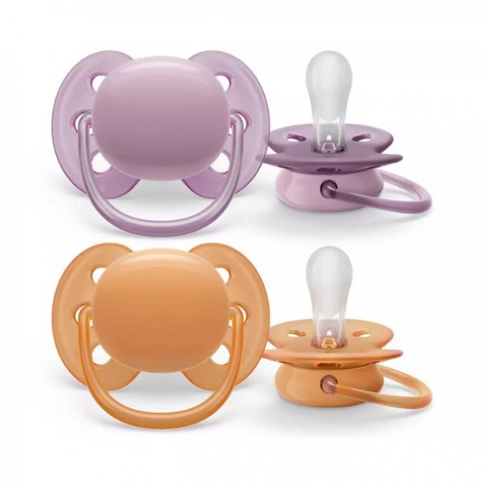 Avent Soothers Ultra 6/18m Purple Orange
