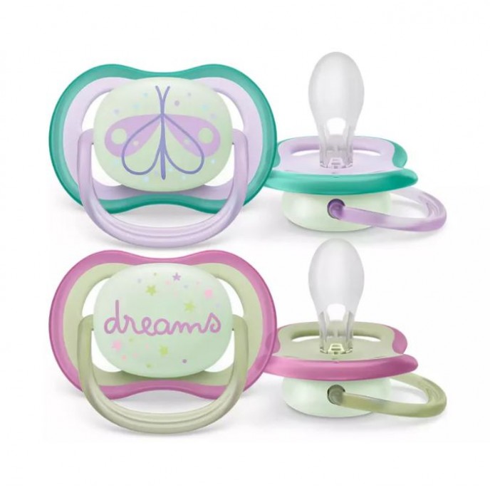 Avent Soothers Ultra 0/6m Night Pink