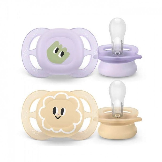 Avent Soothers Ultra 0/2m Lilac Yellow Avent Soothers Ultra 0/2m Lilac Yellow